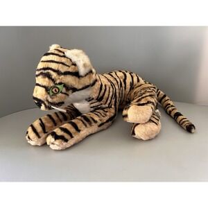 Vintage Rushton Co. Big 19" Plush Stuff Tiger Laying Down Button Eye RARE!